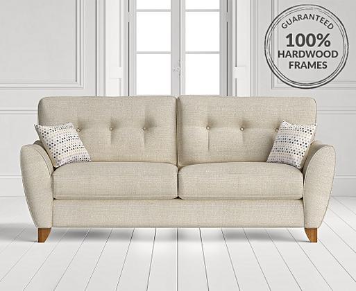 3 seater hotsell cream fabric sofa