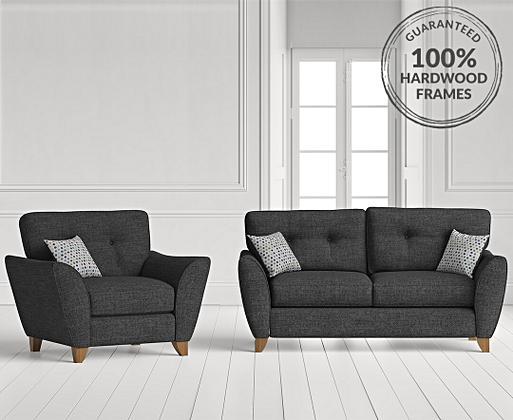Florin Charcoal Grey Fabric Left Hand Facing Corner Chaise Sofa