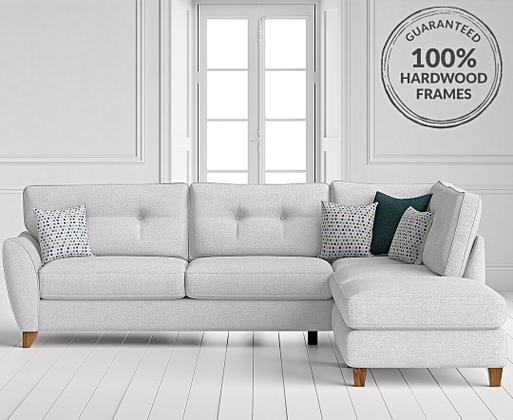 Florin Light Grey Fabric Right Hand Facing Corner Chaise Sofa