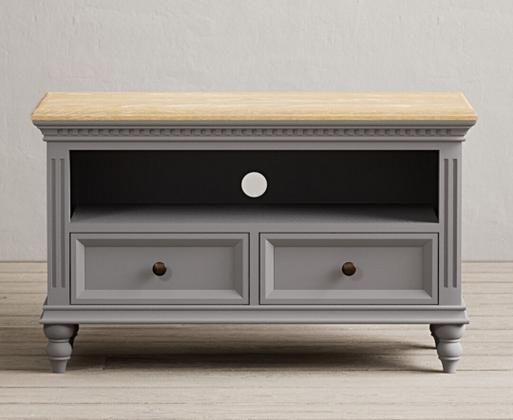 Grey and top copper tv unit