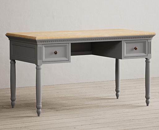 Light gray top desk with drawers
