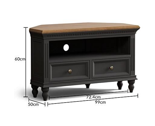 Francis Oak and Charcoal Grey Painted Corner TV Cabinet