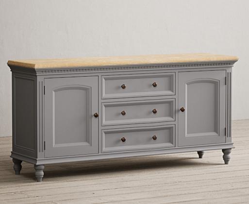 Francis Light Grey Extra Large Sideboard Oak Furniture Superstore