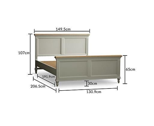 Francis Oak and Soft Green Painted Double Bed Oak Furniture