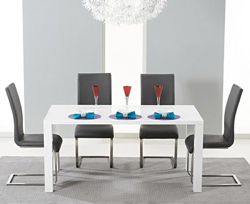 Seattle 120cm White High Gloss Dining Table with Austin Chairs