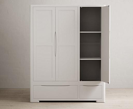 Harper Soft White Painted Triple Wardrobe Oak Furniture Superstore
