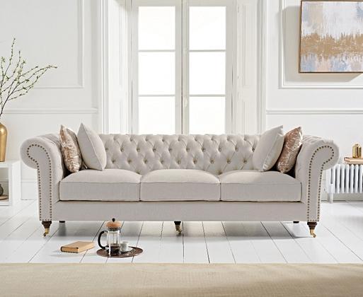 Beige chesterfield deals sofa