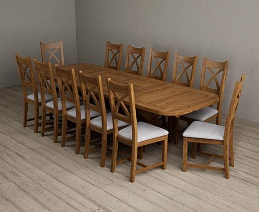 Extending Atlas 180cm Rustic Solid Oak Dining Table with Rustic Solid Oak X Back Chairs