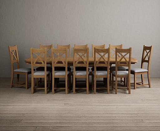 Extending Atlas 180cm Solid Oak Dining Table with X Back Chairs