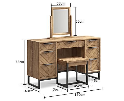 Herringbone Solid Oak Dressing Table Set Oak Furniture Superstore