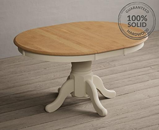 Cream and oak round online extending dining table
