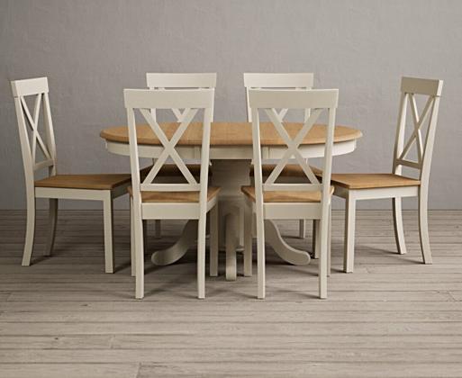 Cream painted sales oak dining chairs