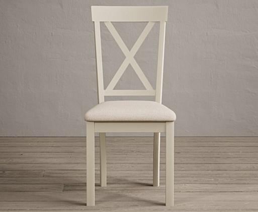 Hertford Cream Dining Chairs with Linen Seat Pad Oak Furniture