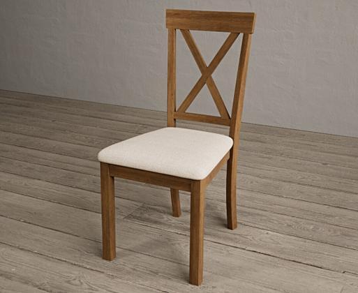 Hertford Rustic Oak Dining Chairs with Linen Seat Pad Oak