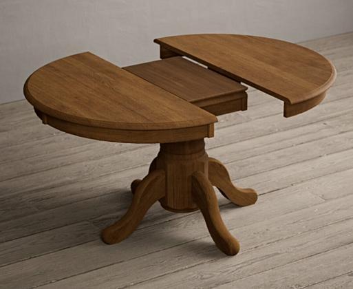 Hudson round oak extending top dining table