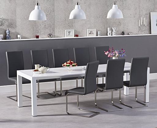 Extending Cleveland White High Gloss Dining Table with Austin
