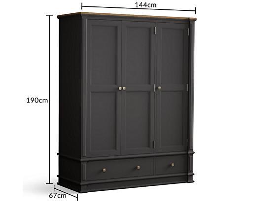 Dark grey triple hot sale wardrobe