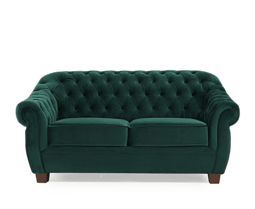 Green velvet deals two seater sofa