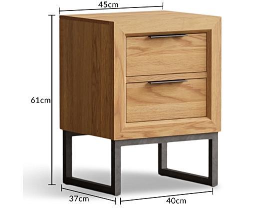 Loft Solid Oak 2 Drawer Bedside Table Oak Furniture Superstore