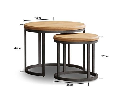 Oak round store nest of tables