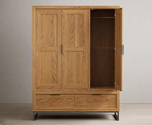 Loft Solid Oak Triple Wardrobe Oak Furniture Superstore