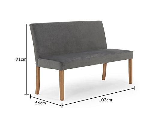 Lila Small Grey Velvet Bench with Back Oak Furniture Superstore