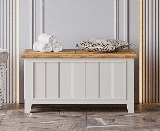 White wooden blanket box best sale
