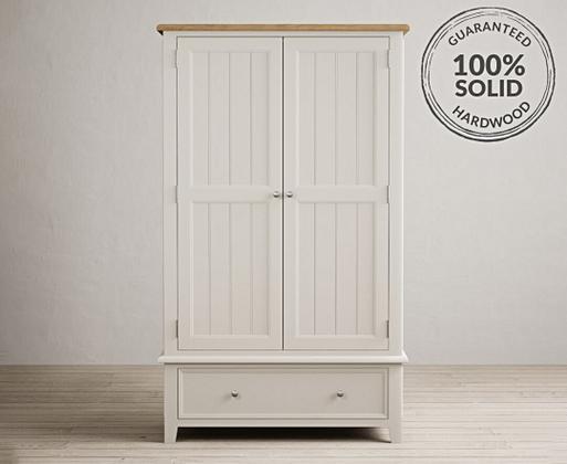 Solid wood store white double wardrobe