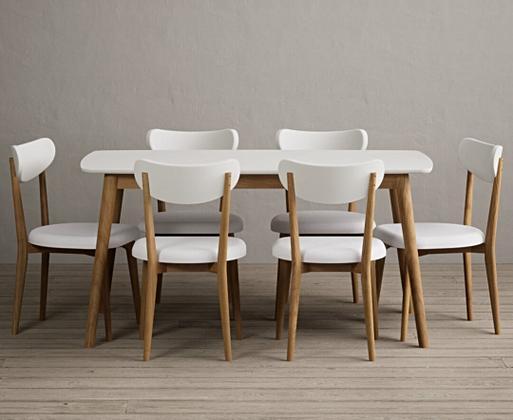 Nordic 150cm Solid Oak and Signal White Painted Dining Table with Nordic Chairs