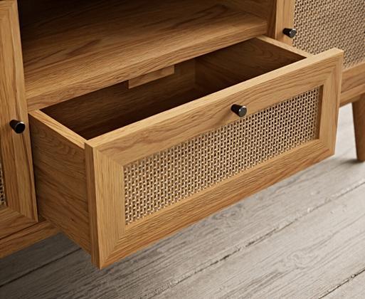 Timber and rattan shop tv unit