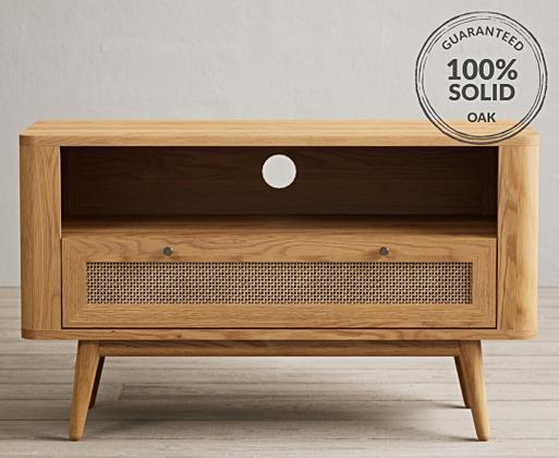 Oak Rattan Small TV Cabinet Oak Furniture Superstore