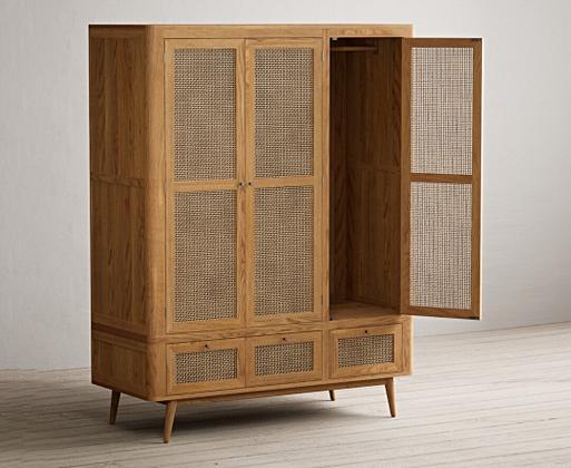 Rattan triple outlet wardrobe