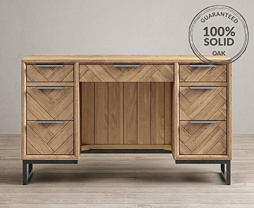 Herringbone Solid Oak Computer Desk Oak Furniture Superstore