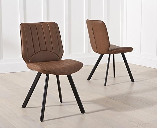 Tan leather dining chairs hot sale with black legs