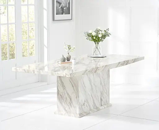 Marble oak dining shop table