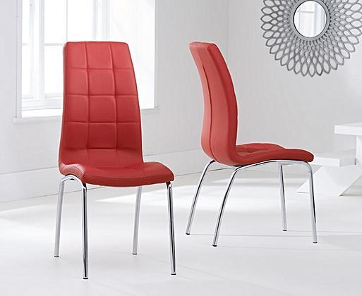 Red and white shop dining chairs