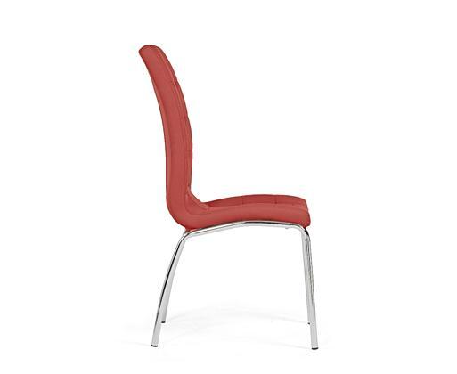 Red faux store leather dining chairs