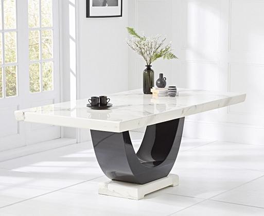 Black and white on sale marble kitchen table