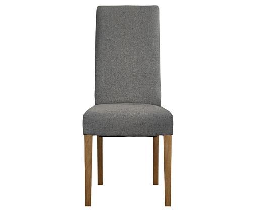 Scroll Back Charcoal Grey Fabric Dining Chairs Oak Furniture