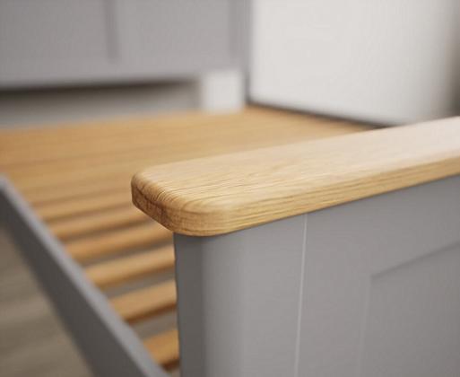 Bridstow Oak and Light Grey Painted Kingsize Bed Oak Furniture