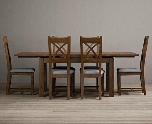 Extending Hampshire 140cm Rustic Solid Oak Dining Table with Solid