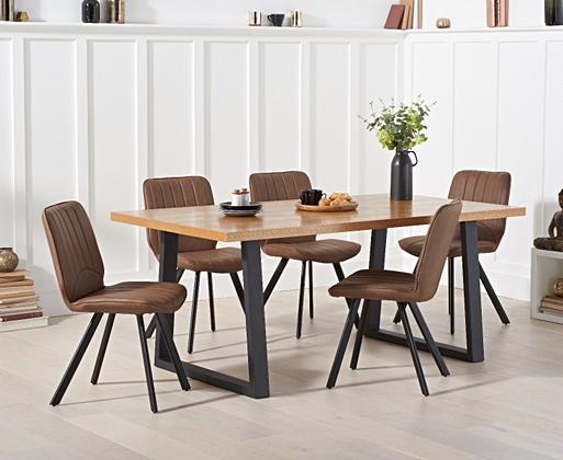 Urban 180cm Industrial Dining Table with Hendrick Faux Leather