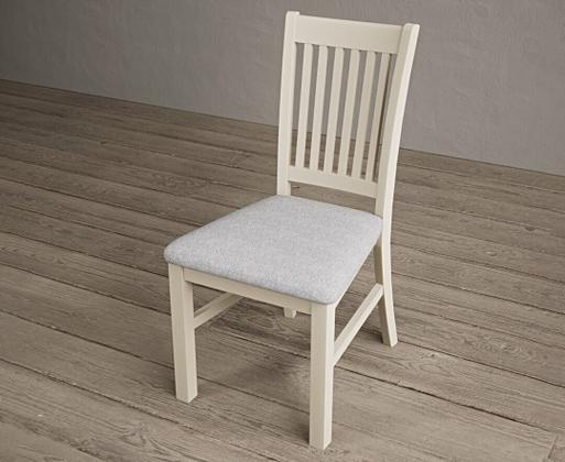 Warwick Cream Dining Chairs with Light Grey Fabric Seat Pad