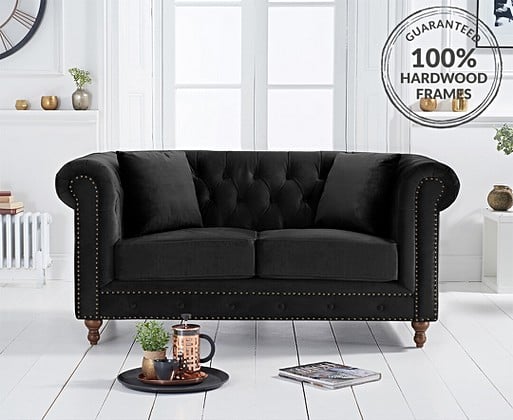 Black Velvet 2 Seater Sofa