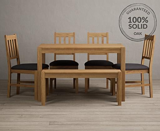 York 120cm Solid Oak Dining Table with York Chairs and Bench