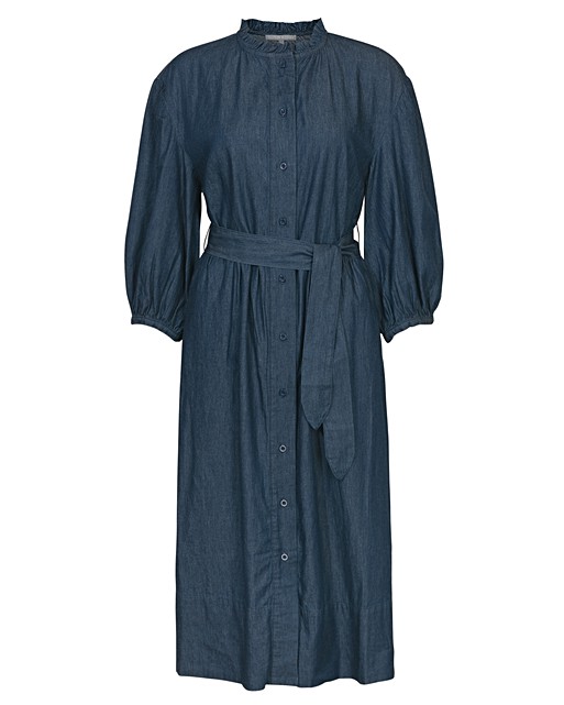 Denim Button Blue Midi Dress | Oliver Bonas