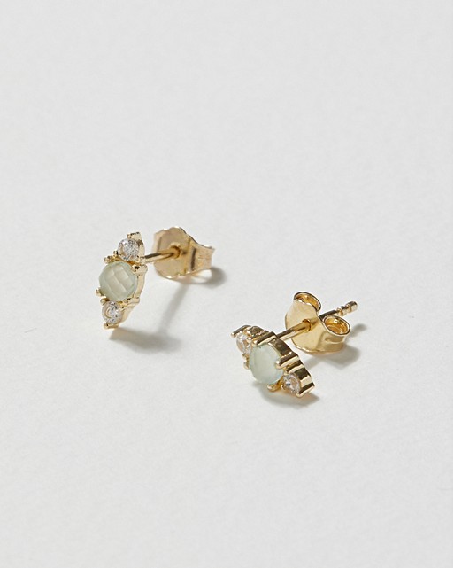Elif Aqua Calci Cluster Gold Plated Earrings Set of Two | Oliver Bonas