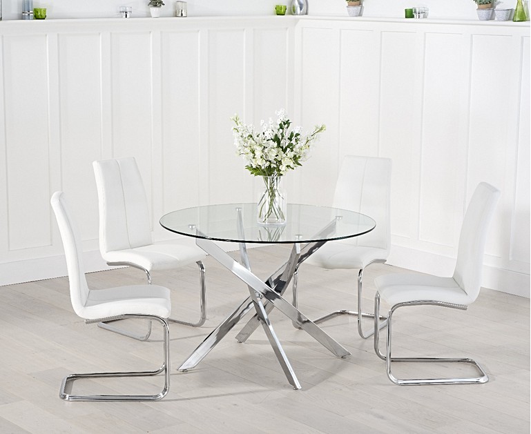 Denver 110cm Glass Dining Table With Tarin Chairs