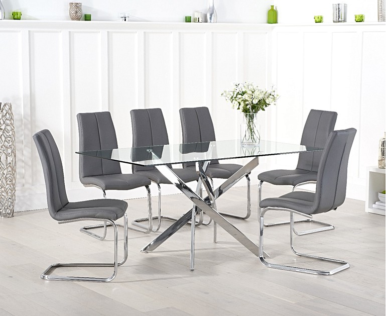 Denver 160cm Glass Dining Table With Tarin Chairs