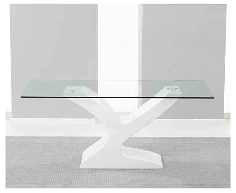 Nevada 180cm White High Gloss And Glass Dining Table